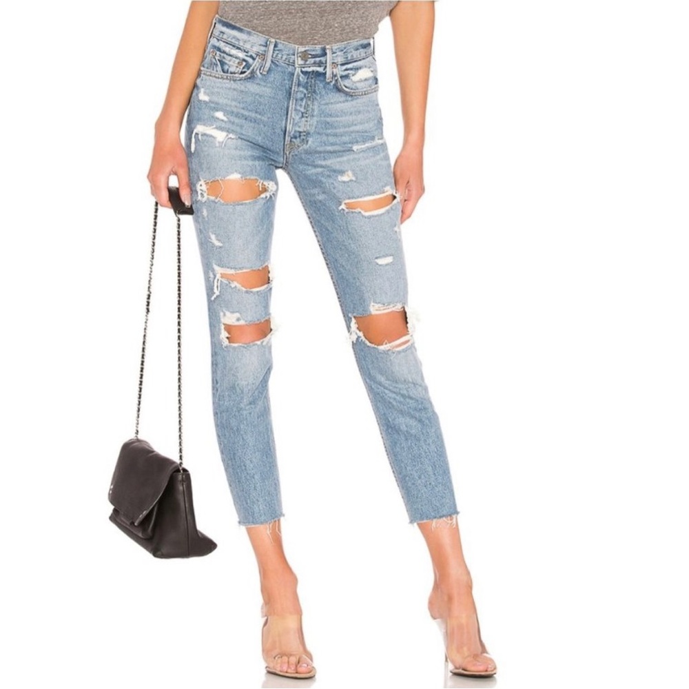 GRLFRND Karolina hey Jude distressed high waisted jeans in hey Jude size 28
